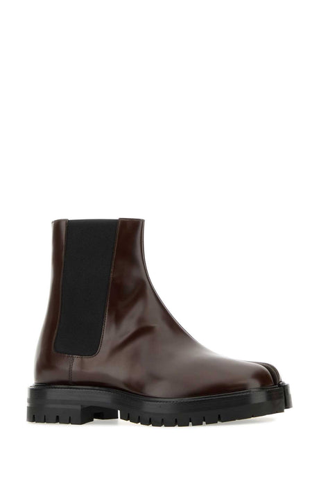 MAISON MARGIELA Burgundy Leather Tabi County Chelsea Ankle Boots - Stylish Fit