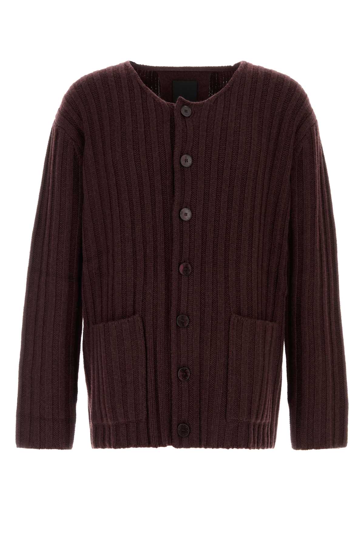 GIVENCHY Burgundy Cashmere Cardigan for Men