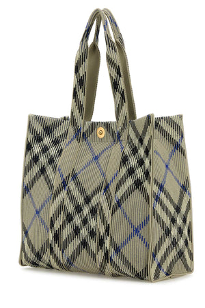 BURBERRY Medium Check Embroidered Canvas Shopping Handbag