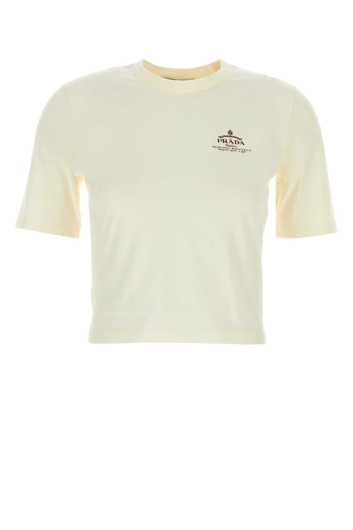 PRADA Elegant Cream Cotton T-Shirt for Women