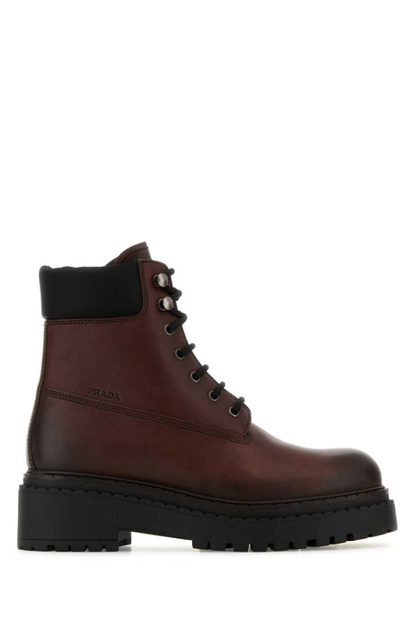 PRADA Stylish Dark Brown Leather Ankle Boots for Women