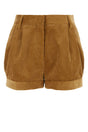 PRADA Chic Ochre Corduroy Mini Shorts for Women