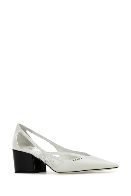 PRADA Elegant White Leather Pumps with 5.5 cm Heel