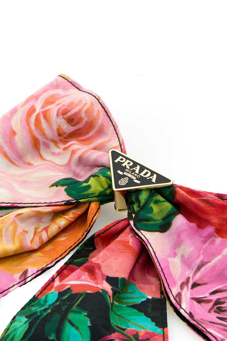 PRADA Floral Print Twill Hair Clip