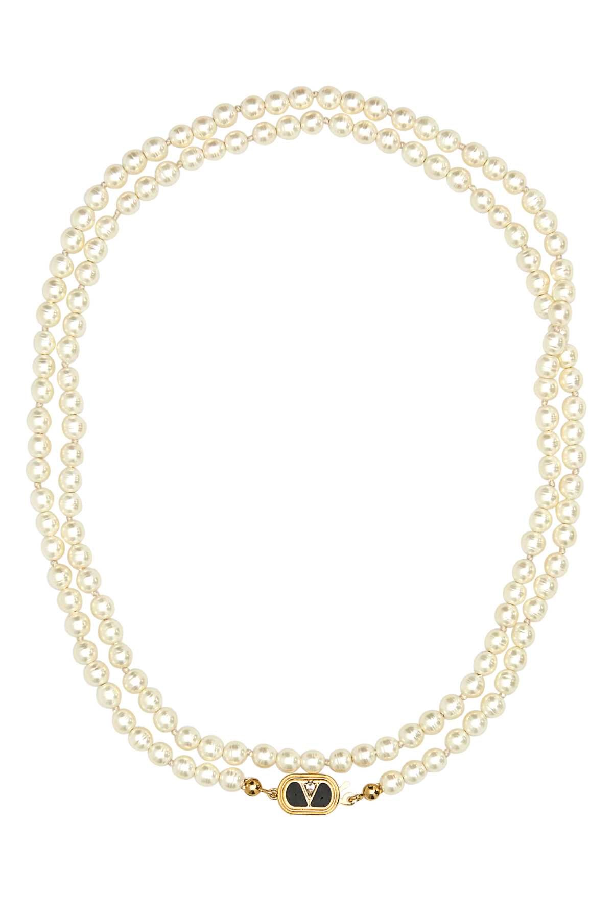 VALENTINO GARAVANI Ivory Pearls Ovalette Necklace - 85 cm