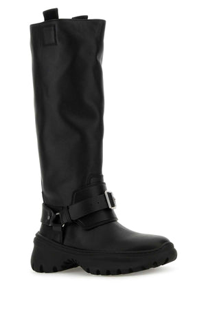 BURBERRY Elegant Black Leather Stomp Boots for Women