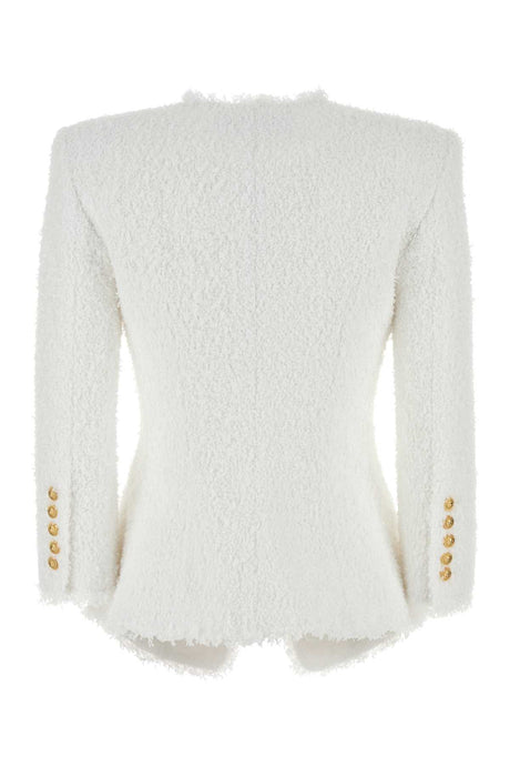 BALMAIN Chic White Tweed Blazer for Women