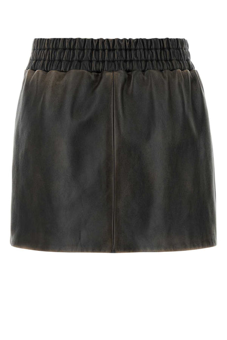 MIU MIU Chic Women's Nappa Leather Mini Skirt