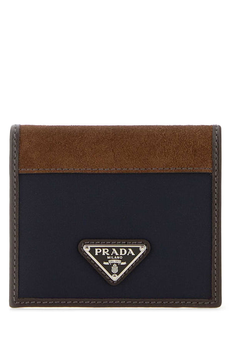 PRADA Two-tone Mini Fabric and Suede Wallet