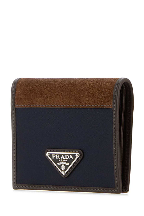 PRADA Two-tone Mini Fabric and Suede Wallet