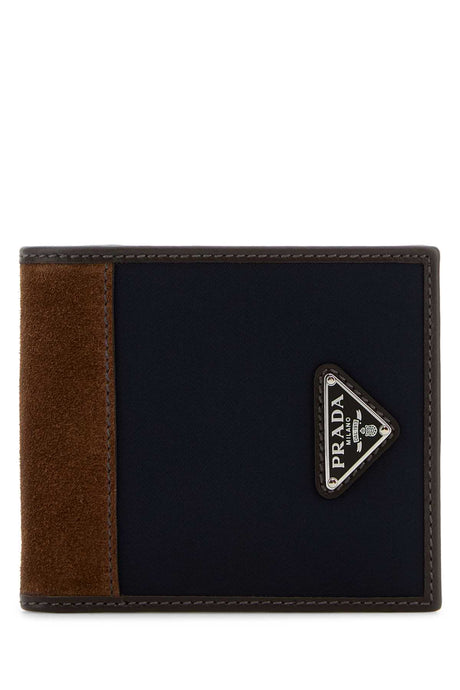 PRADA Two-tone Fabric and Suede Wallet - 11 cm x 9.5 cm