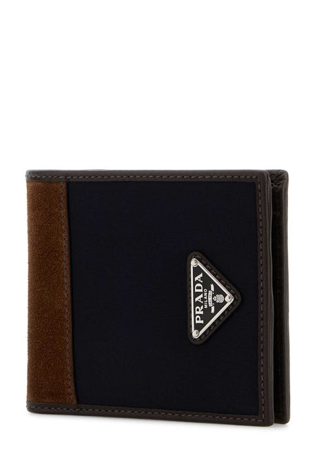 PRADA Two-tone Fabric and Suede Wallet - 11 cm x 9.5 cm