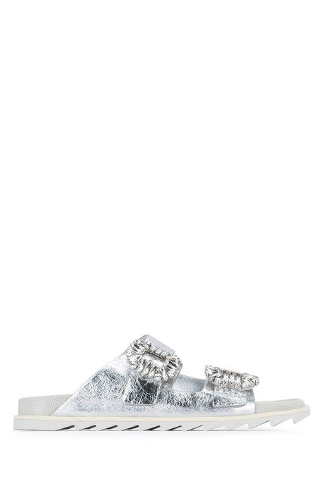 ROGER VIVIER Slidy Viv Strass Buckle Slippers