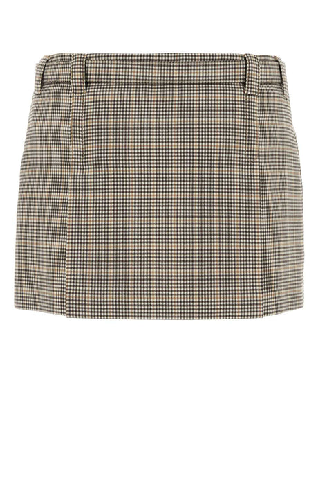 MIU MIU Wool Blend Embroidered Mini Skirt