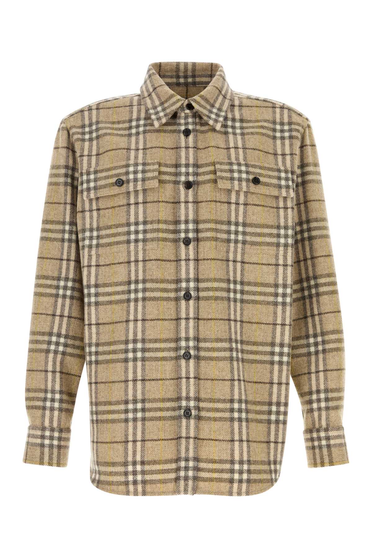 BURBERRY Beach Linden Check Shirt - 100% Wool - Men's Size