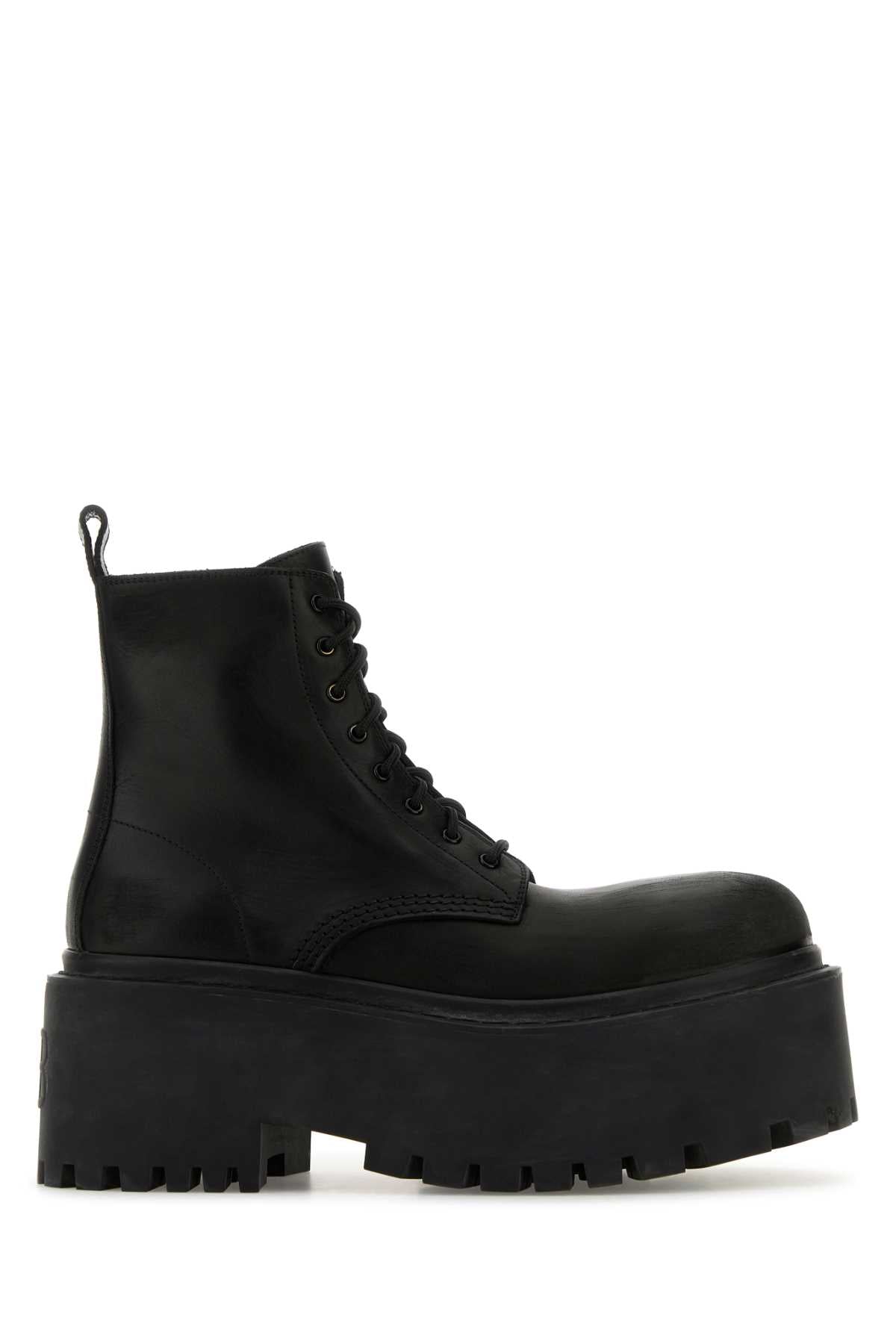 BALENCIAGA Leather Strike Ankle Boots with 8 cm Platform Height