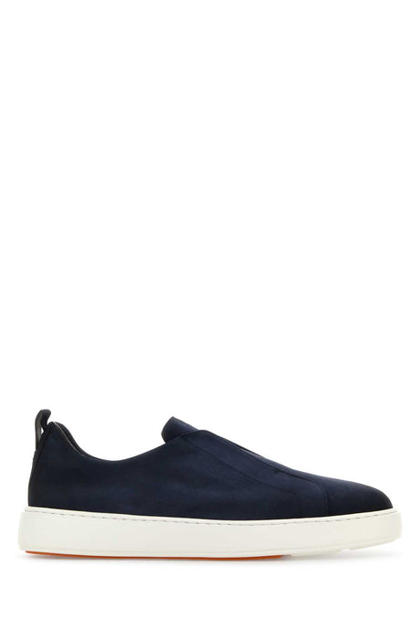 SANTONI Suede Slip Ons for Men