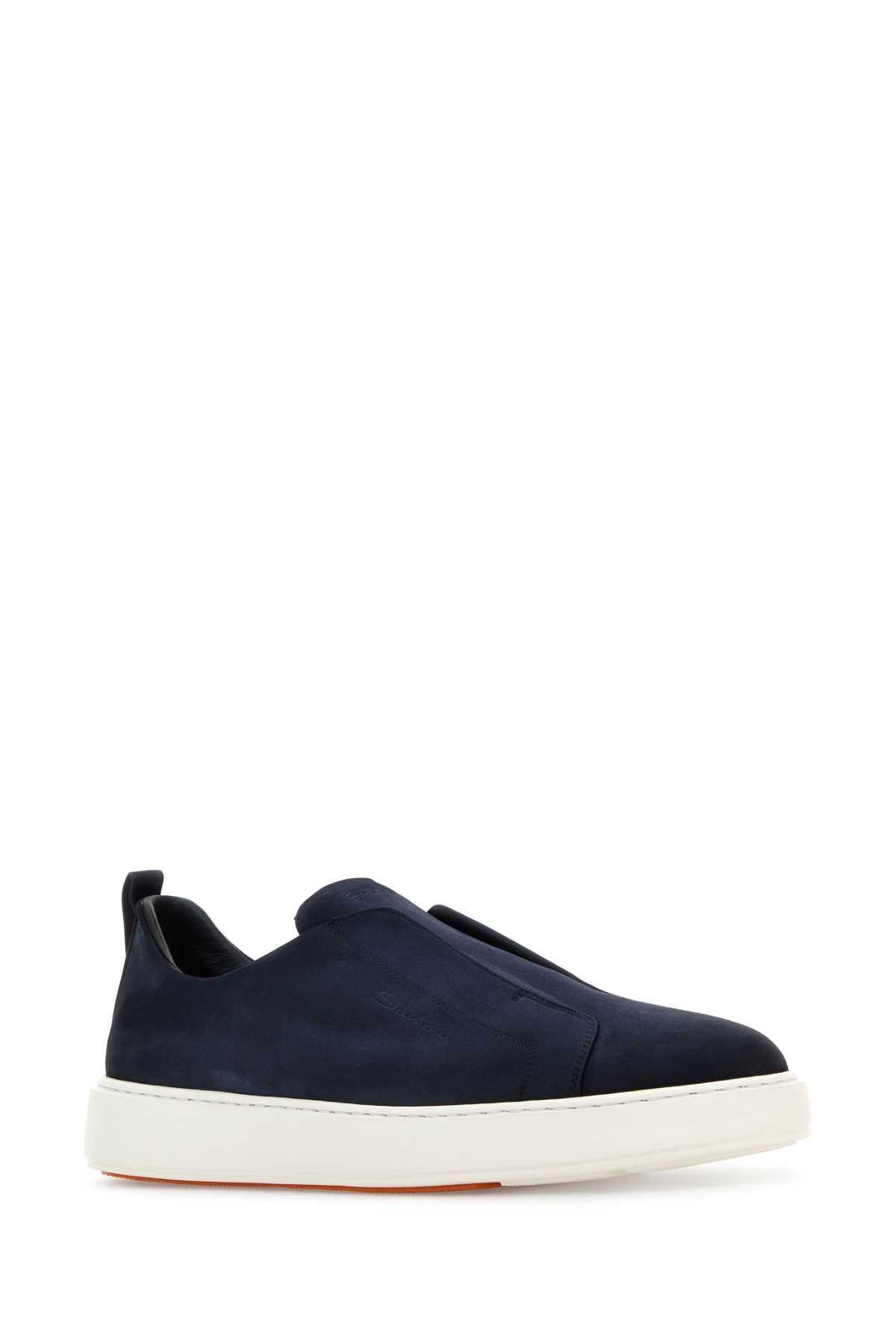 SANTONI Suede Slip Ons for Men