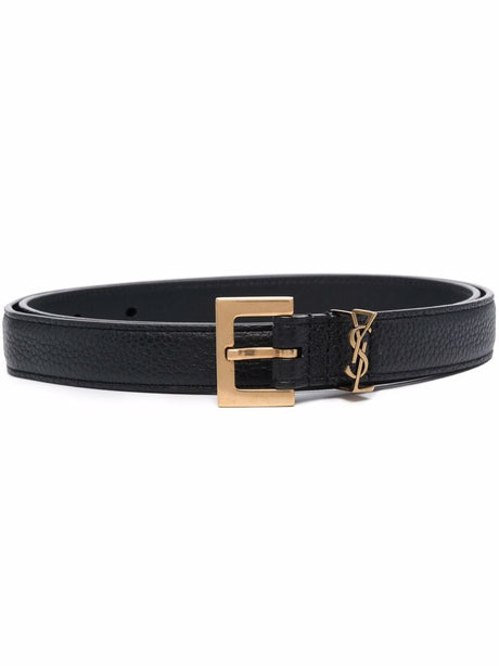 SAINT LAURENT PARIS Sleek Minimalist Leather Belt - 2cm Width