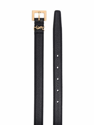 SAINT LAURENT PARIS Sleek Minimalist Leather Belt - 2cm Width