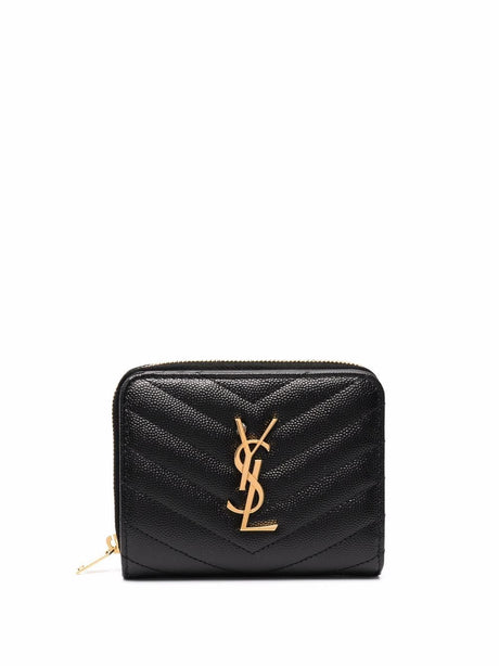 SAINT LAURENT PARIS Compact Zip Around Wallet - W 12 x H 10 x D 3 cm