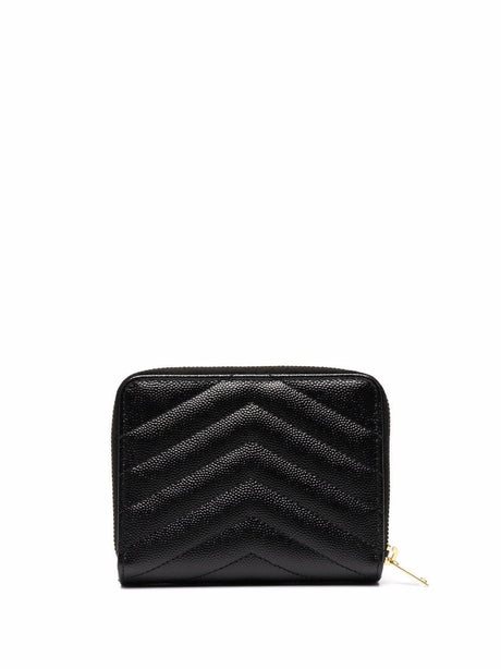 SAINT LAURENT PARIS Compact Zip Around Wallet - W 12 x H 10 x D 3 cm