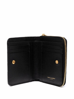 SAINT LAURENT PARIS Compact Zip Around Wallet - W 12 x H 10 x D 3 cm