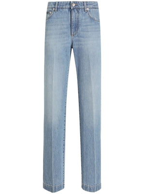 DOLCE & GABBANA Loose Denim Jeans with Pressed Pleat - Low Rise