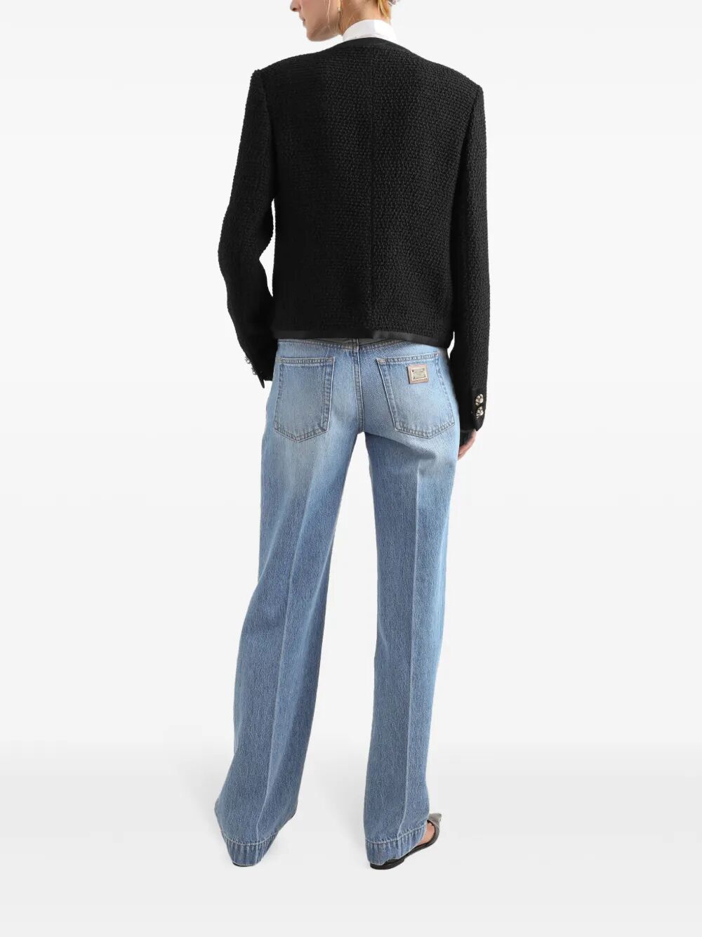 DOLCE & GABBANA Loose Denim Jeans with Pressed Pleat - Low Rise