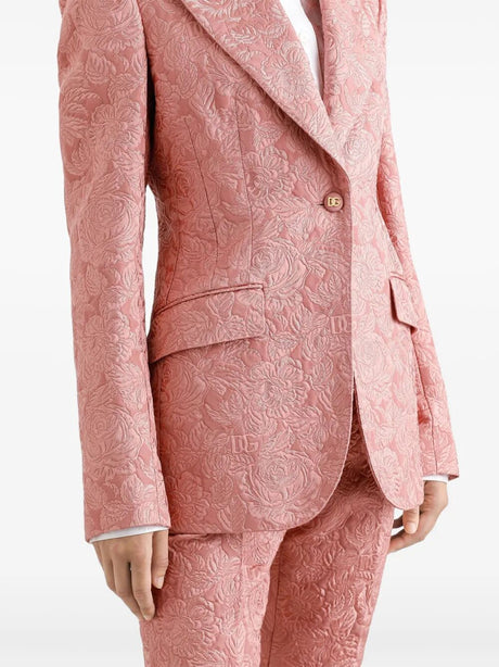 DOLCE & GABBANA Single-Breasted Floral Quilted Jacquard Turlington Jacket