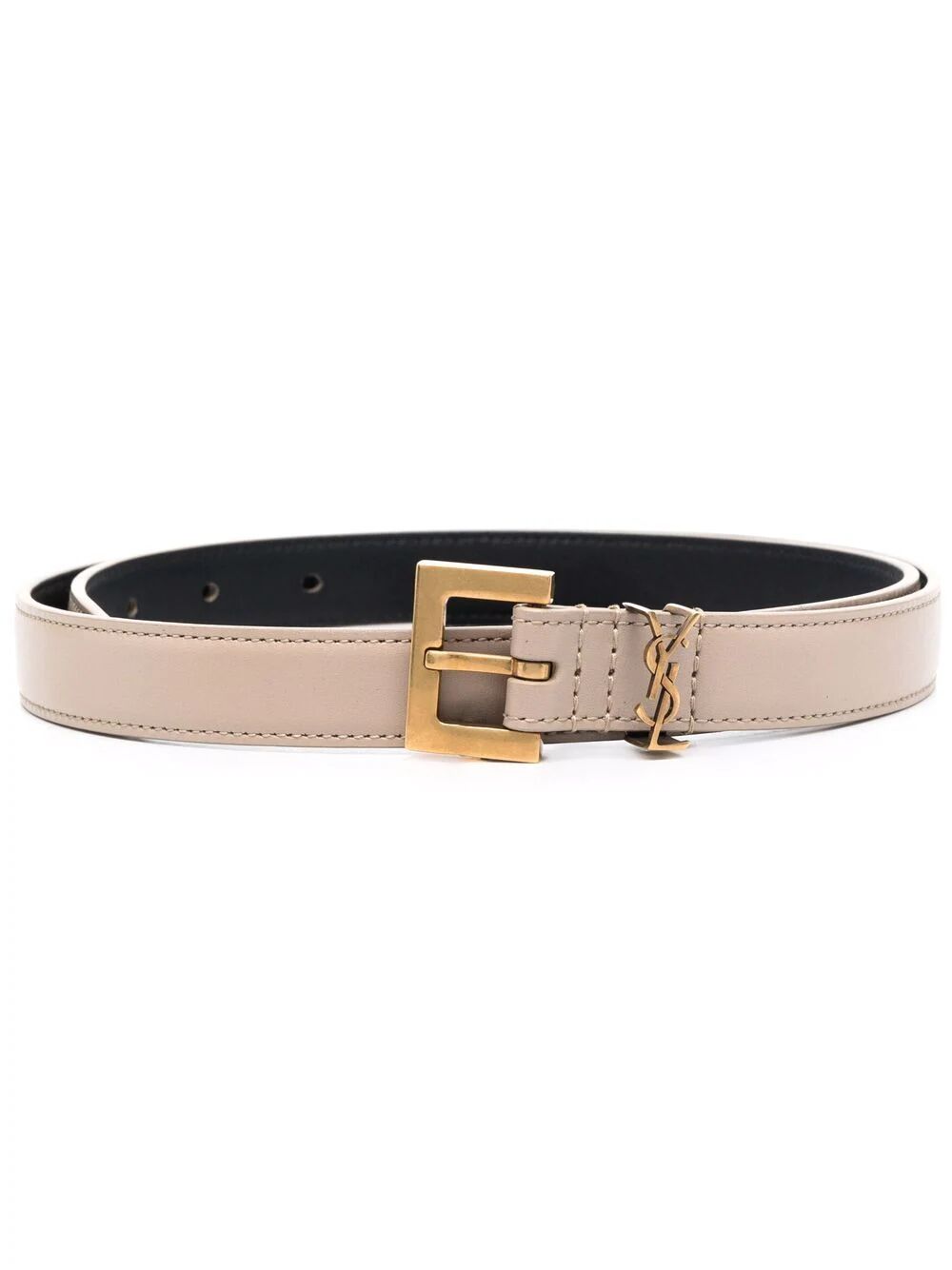 SAINT LAURENT PARIS Thin Leather Belt with Square Buckle - 2 cm Height