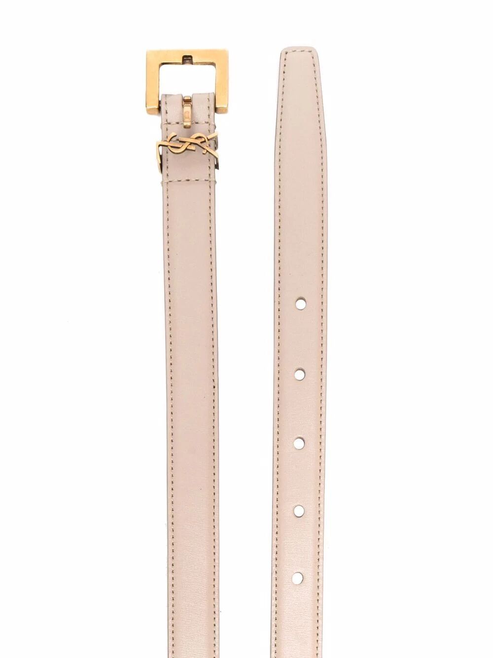 SAINT LAURENT PARIS Thin Leather Belt with Square Buckle - 2 cm Height