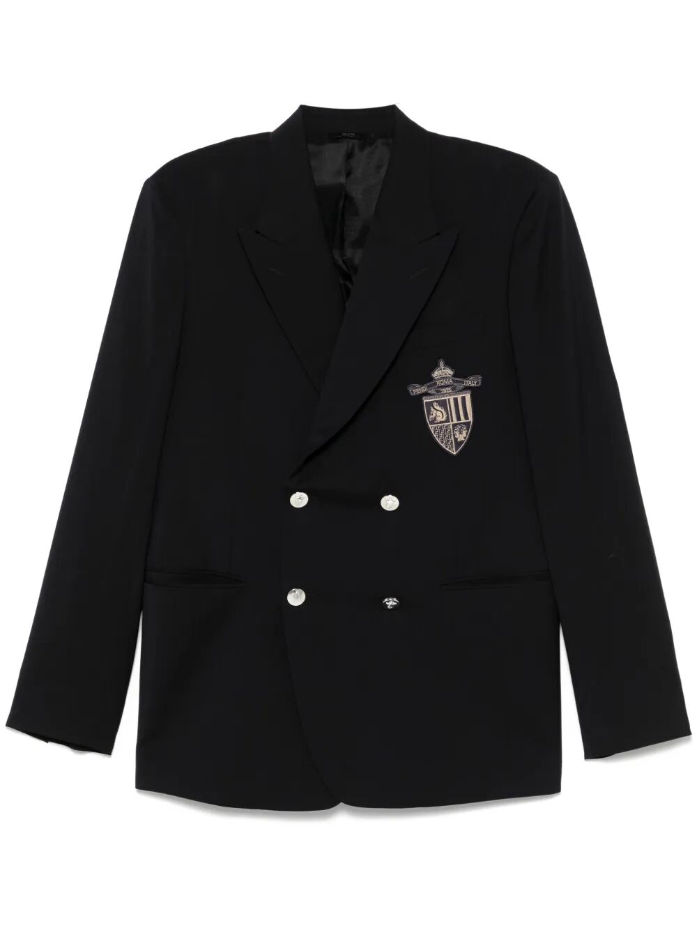 FENDI Straight-Cut Double Breasted Wool Blazer for Women