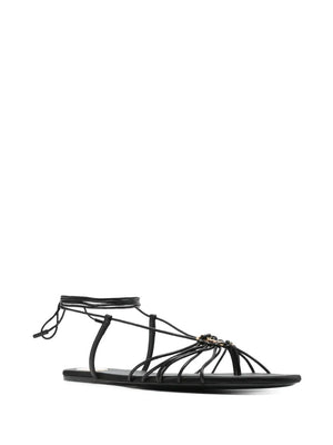 SAINT LAURENT PARIS Ankle Strap Babylone Flat Sandals