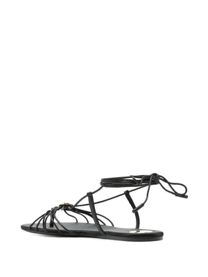 SAINT LAURENT PARIS Ankle Strap Babylone Flat Sandals