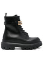 DOLCE & GABBANA Men's Calf Leather Boots with Logo Buckle