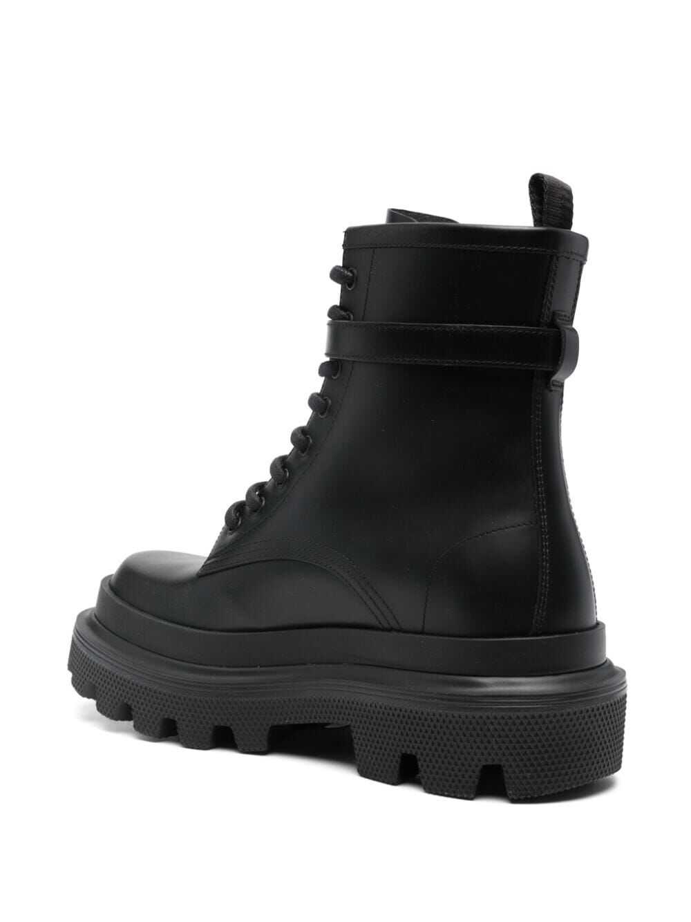 DOLCE & GABBANA Men's Calf Leather Boots with Logo Buckle