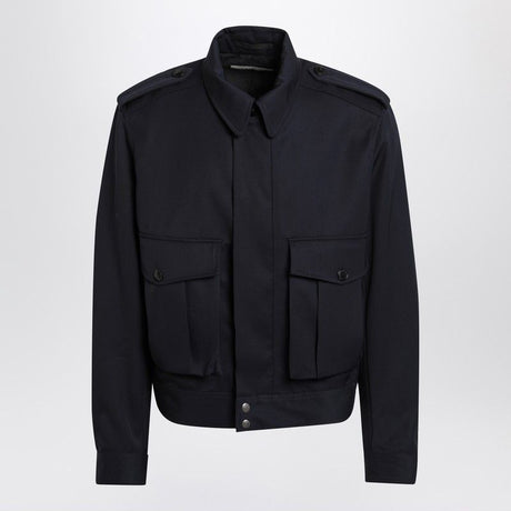 DRIES VAN NOTEN Wool Gabardine Jacket with Epaulettes for Men