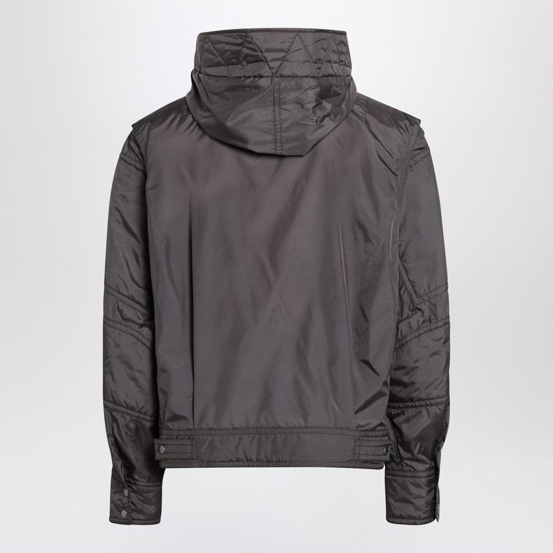 DRIES VAN NOTEN Men's Satin Effect Bomber Jacket with Hood and Pockets