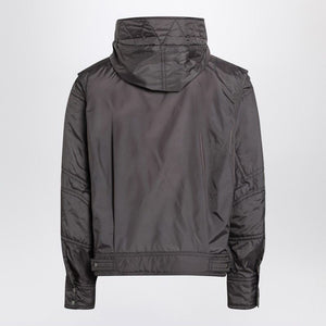 DRIES VAN NOTEN Men's Satin Effect Bomber Jacket with Hood and Pockets