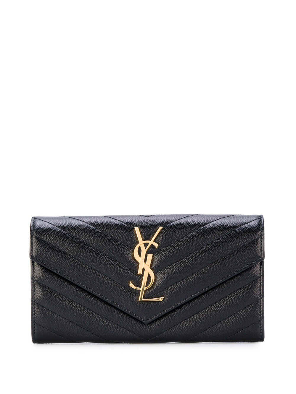 SAINT LAURENT PARIS Matelassé Large Flap Wallet - Compact Elegance