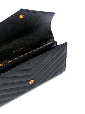 SAINT LAURENT PARIS Matelassé Large Flap Wallet - Compact Elegance