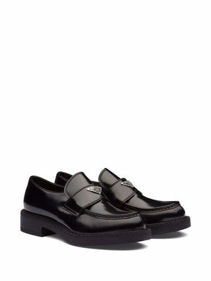 PRADA Brushed Leather Loafers with 3.5 cm Heel for Women