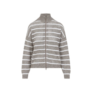 BRUNELLO CUCINELLI Men's Zip-Up Cardigan in Soft Linen Blend