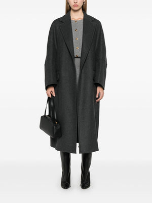 MAX MARA Wool Long Jacket with Notched Lapels