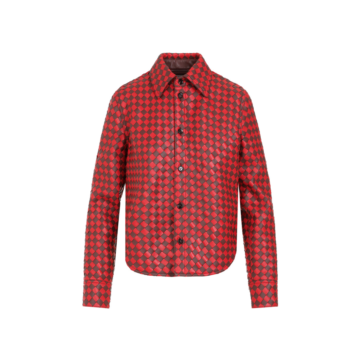 BOTTEGA VENETA Bicolor Intrecciato Leather Shirt