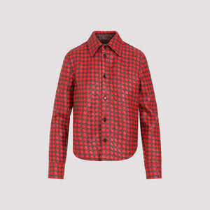 BOTTEGA VENETA Bicolor Intrecciato Leather Shirt