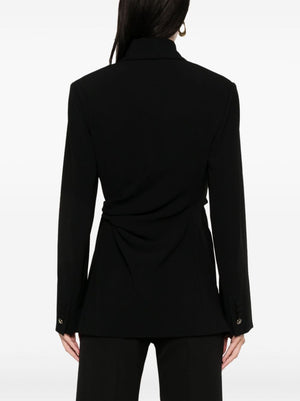 MAX MARA PIANOFORTE Double-Breasted Draped Outerwear Jacket