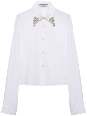 PRADA Boxy Cut Embroidered Cotton Shirt for Men