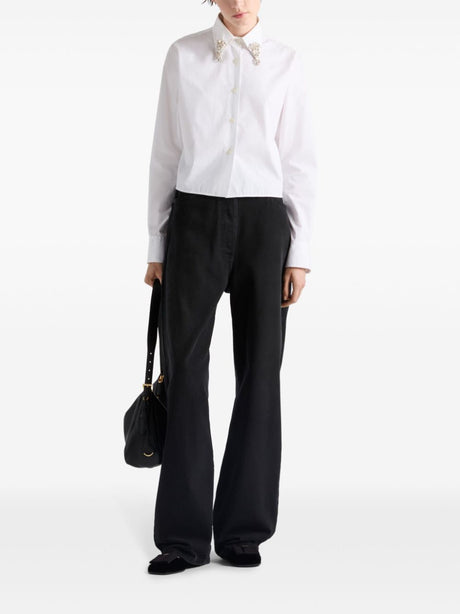 PRADA Boxy Cut Embroidered Cotton Shirt for Men